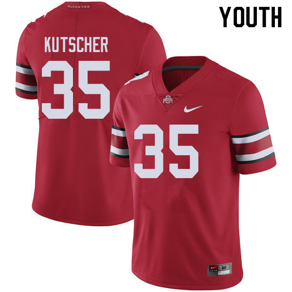 Ohio State Buckeyes Austin Kutscher Youth #35 Red Authentic Stitched College Football Jersey